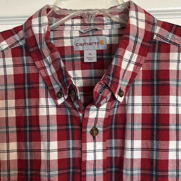 Carhartt men’s red plaid short sleeve button down shirt size XL - Picture 2 of 9